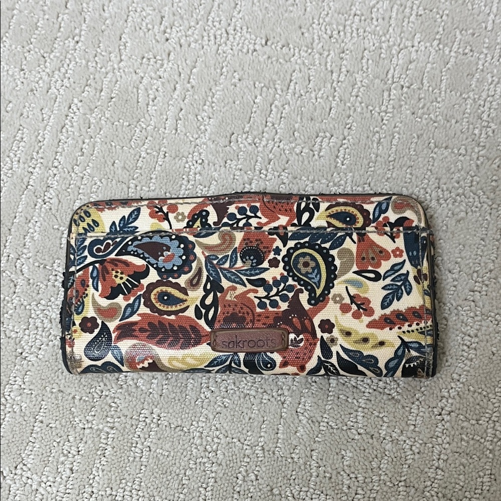 Sakroots Paisley Print Wallet with Red and Blue Accents